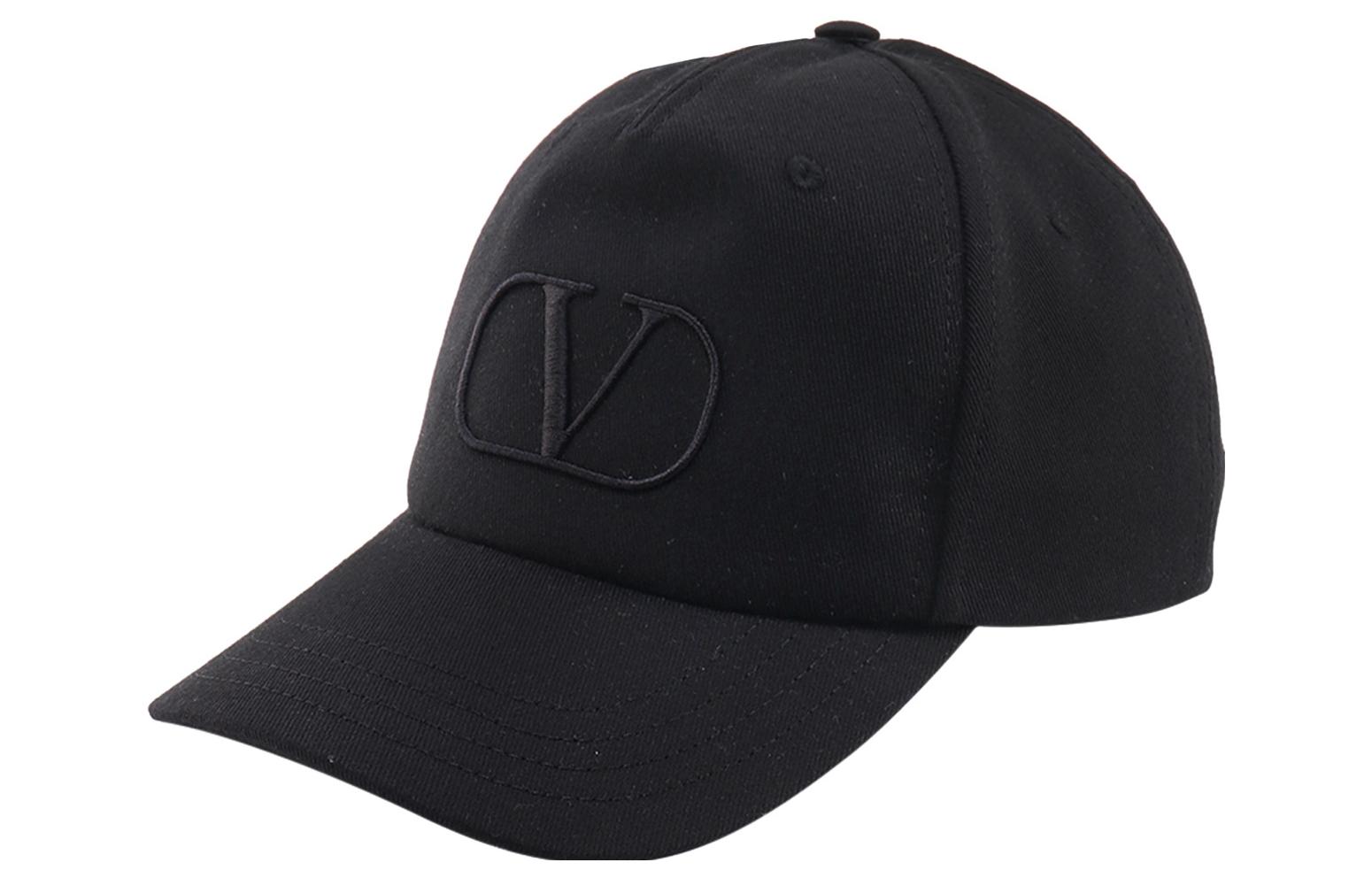 Valentino  Logo Embroidered Cotton Black Cap 2Y2HDA10BDL0NO