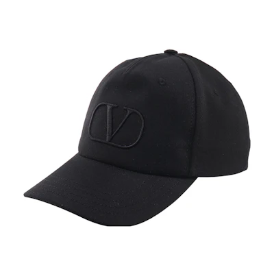 Valentino Logo Embroidered Cotton Black Cap 2Y2HDA10BDL0NO