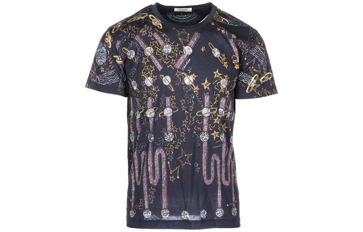 Valentino  Logo Print Oversized Navy Blue Crewneck T-Shirt. PV3MG10E4TKQW0