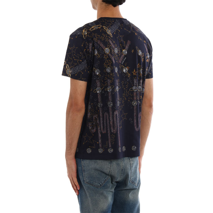 Details for Valentino Kaos Navy Blue Crewneck Oversized dengan Logo Print. PV3MG10E4TKQW0