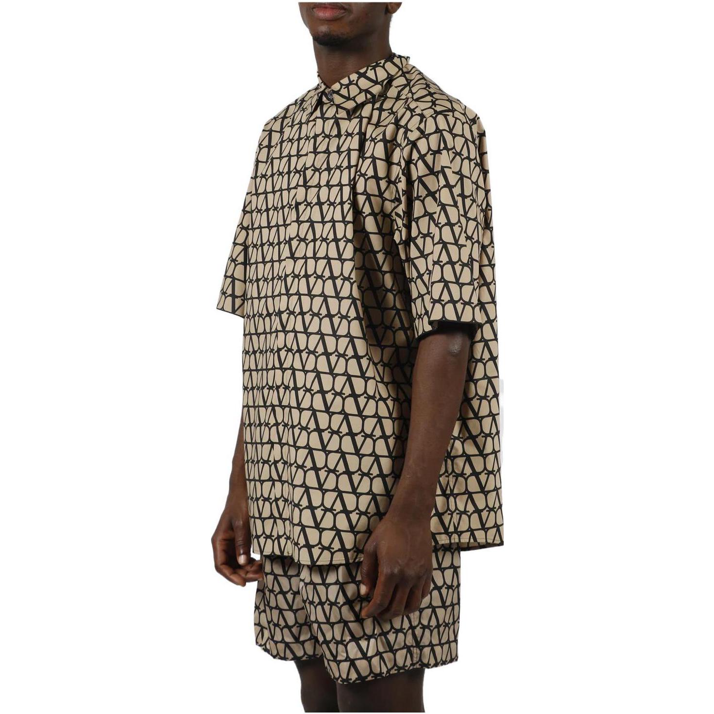 Details for Valentino  Logo Printed Short Sleeve Relaxed Fit Polo Shirt Khaki. 3V3AAM959GF-MYL