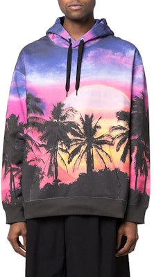 발렌티노 로고 풍경 프린트 드로스트링 후드티 멀티컬러. VMF18I850Z44 Shop 발렌티노 로고 풍경 프린트 드로스트링 후드티 멀티컬러. VMF18I850Z44