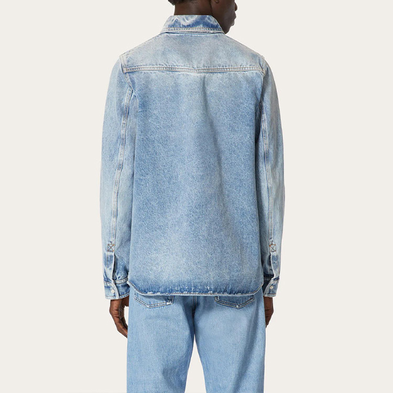 Purchase Valentino 标志水洗牛仔长袖衬衫 - 蓝色 XV3DB01I847558