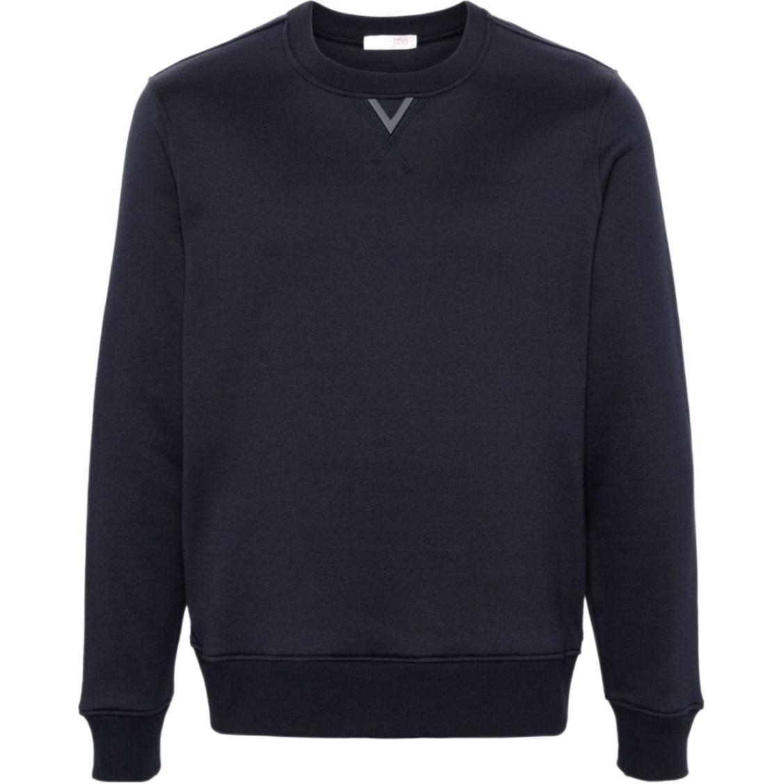 Valentino  Navy Blue Solid Logo Crewneck Sweatshirt SS24 Collection. VMF27PA89598