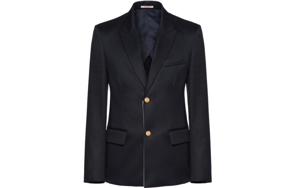 Valentino  Navy Blue Solid Single-Breasted Blazer SS23 Early Spring Series. 2V3CEE70903598