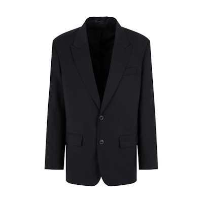 Valentino Single-Breasted Wool Oversized Blazer Jacket in Blue. VV3CEC4570J598