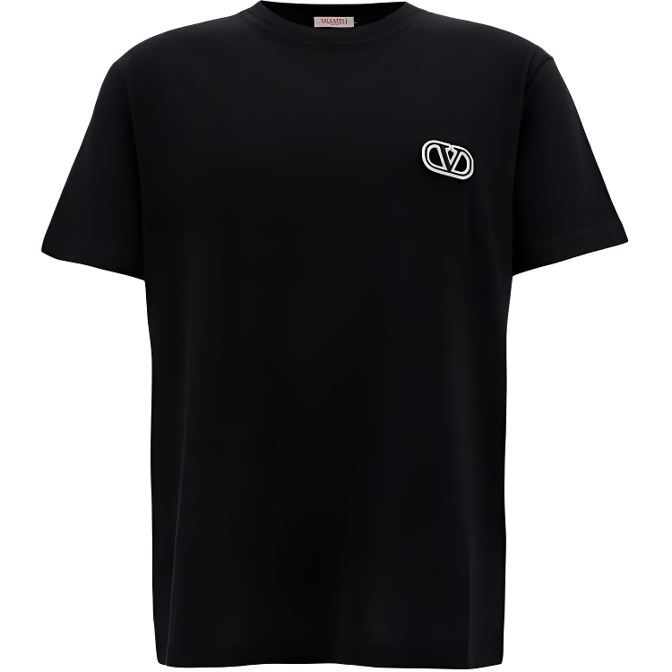 Valentino  Solid Black Crew Neck Short Sleeve T-Shirt 4V3MG10V9LJ0NO