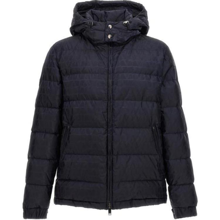 Valentino  Solid Color Blue Hooded Jacket 5V3CNA319VFYE6