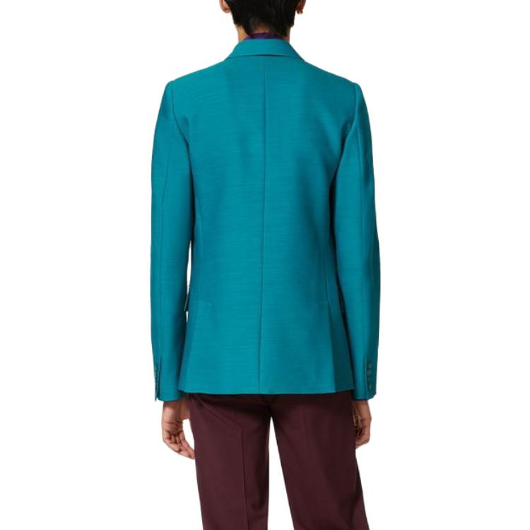 Shop ヴァレンティノ ソリッド ダブルブレスト カジュアル ブレザージャケット ブルー 1V3CEE208E7HE8