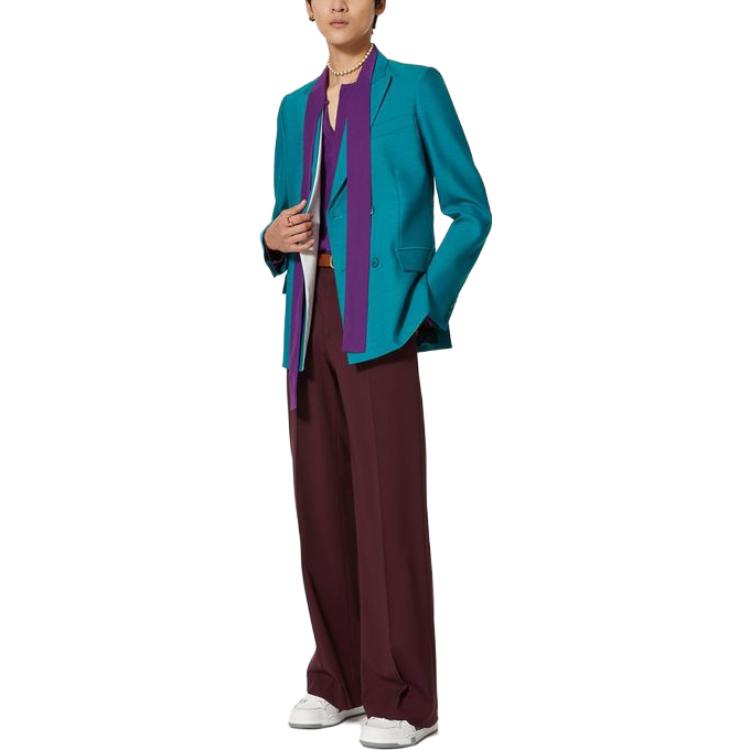 Purchase ヴァレンティノ ソリッド ダブルブレスト カジュアル ブレザージャケット ブルー 1V3CEE208E7HE8