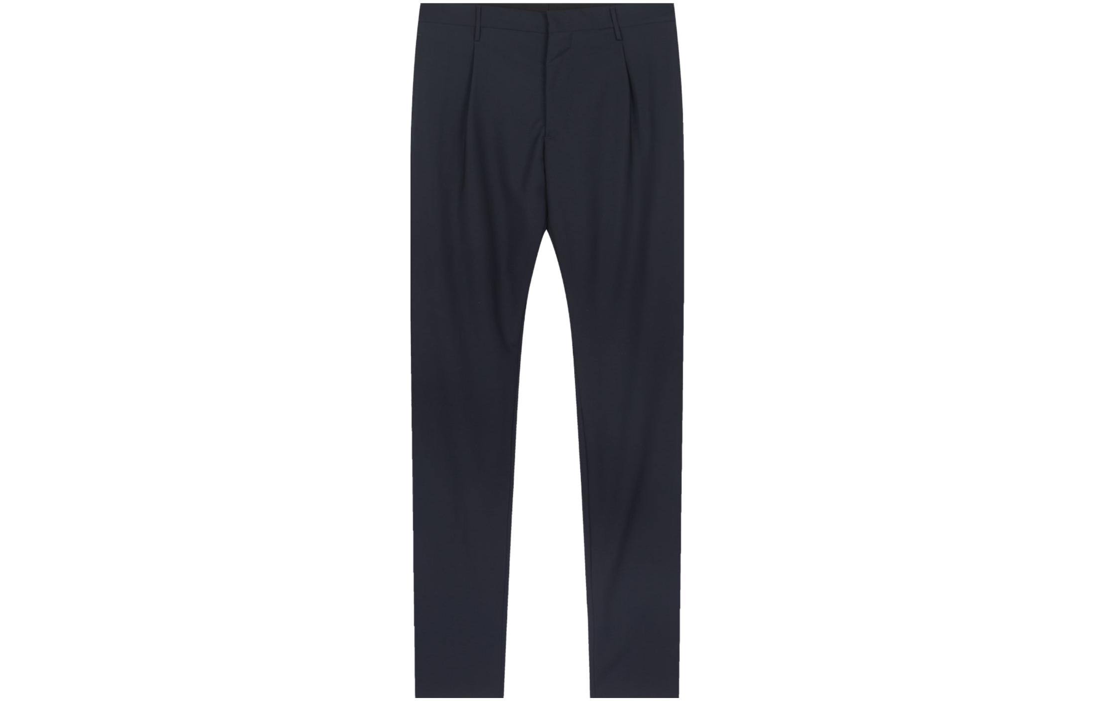 Valentino  Solid Pleated Zipper Side Pocket Suit Pants Deep Blue ZVDRGE0025S598