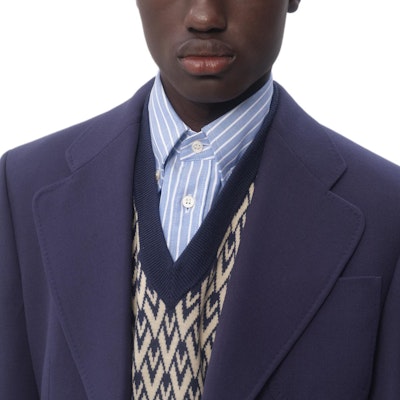 ヴァレンティノ インディゴブルー ソリッドシングルブレストブレザージャケット FW24 6V3CEG959EBD51 3