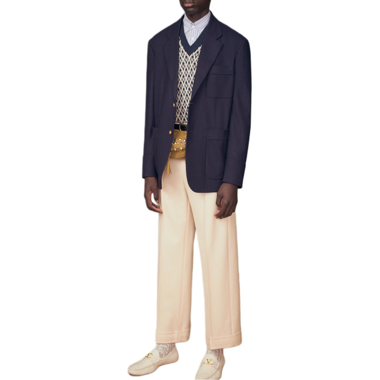 Details for ヴァレンティノ インディゴブルー ソリッドシングルブレストブレザージャケット FW24 6V3CEG959EBD51