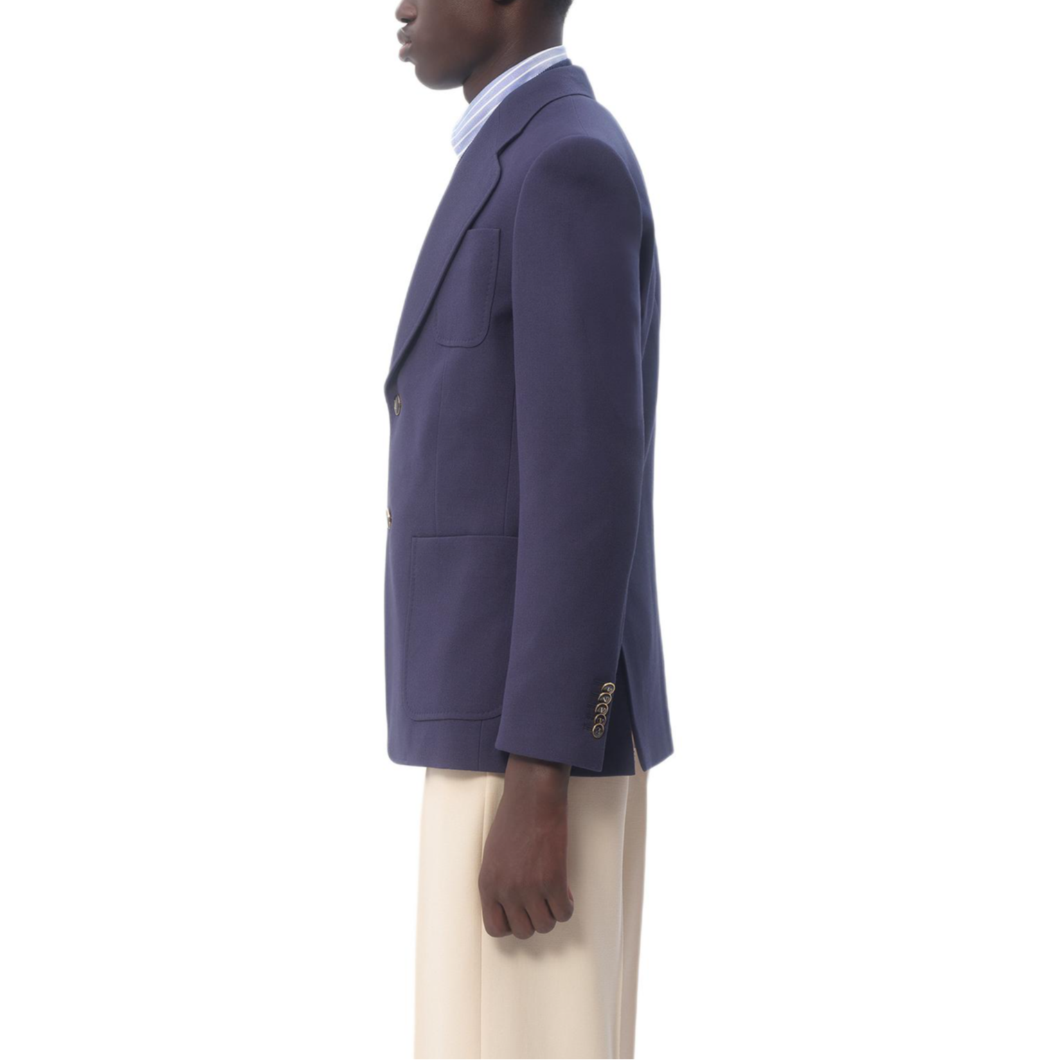 Cheap ヴァレンティノ インディゴブルー ソリッドシングルブレストブレザージャケット FW24 6V3CEG959EBD51