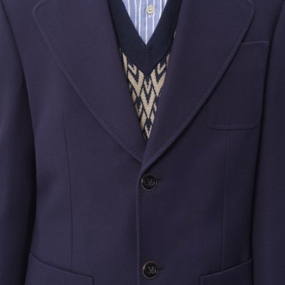 ヴァレンティノ インディゴブルー ソリッドシングルブレストブレザージャケット FW24 6V3CEG959EBD51 1