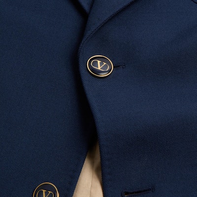 ヴァレンティノ インディゴブルー ソリッドシングルブレストブレザージャケット FW24 6V3CEG959EBD51 2