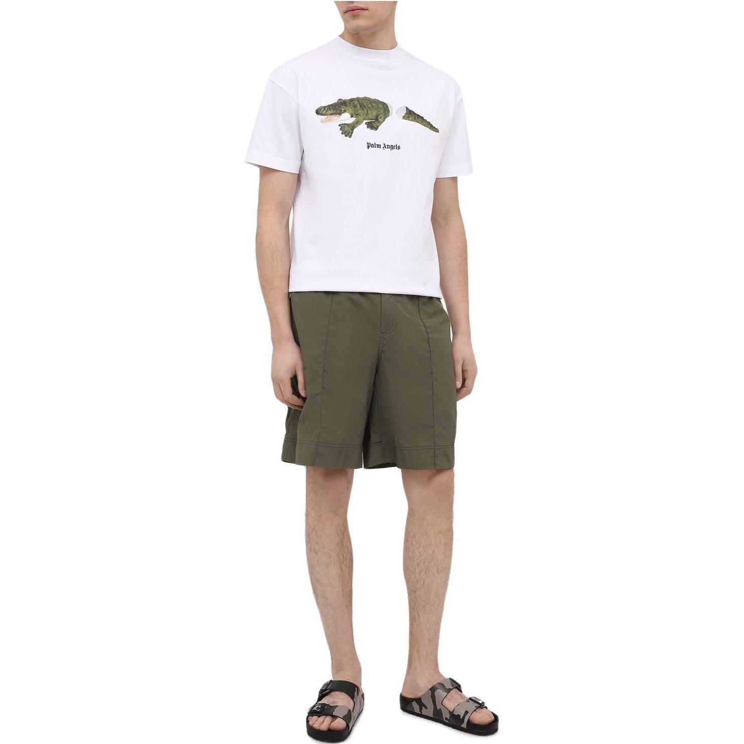 Lookbook Valentino  Solid Zipper Straight-Cut Casual Shorts in Dark Green VV3RDA9170F825
