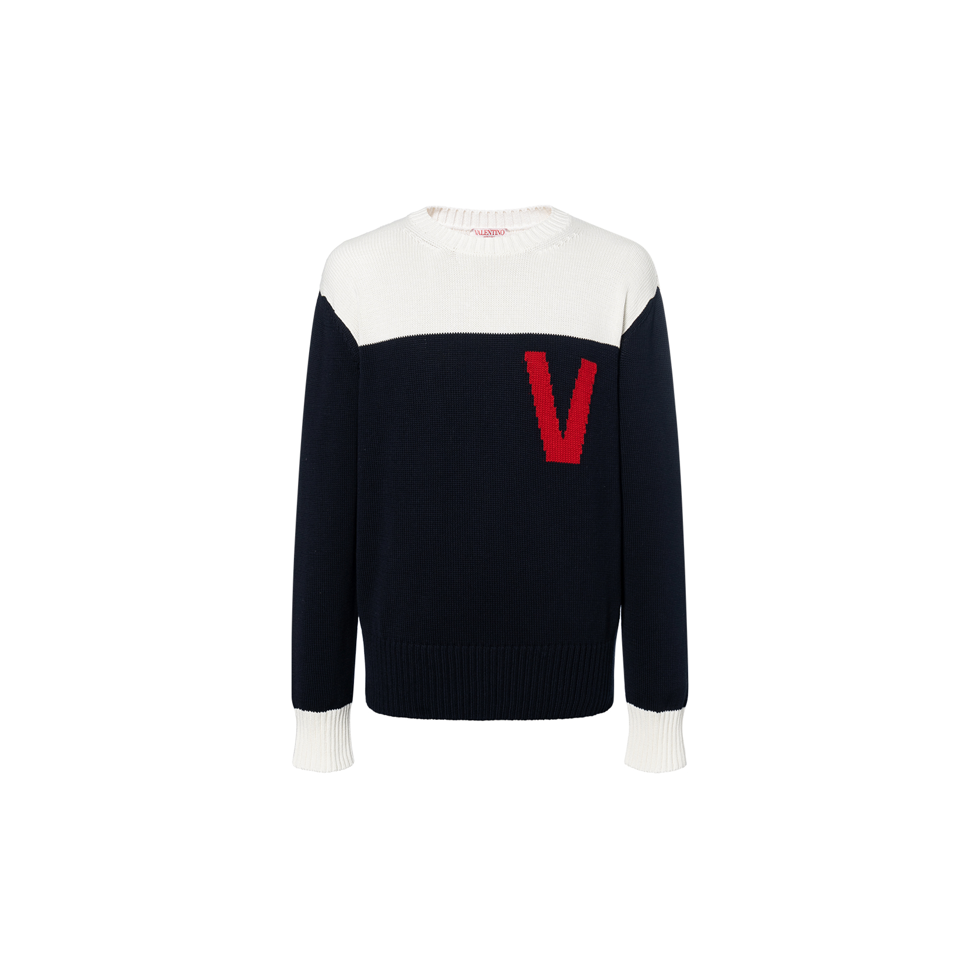 Valentino  SS22 Colorblock Letter Jacquard Knit Sweater 1V3KC22N8R045P