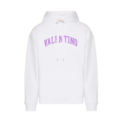 Valentino SS23 Logo Print Cotton Hoodie White - Pre-Spring 2023 Collection. 2V3MF14B963YT4