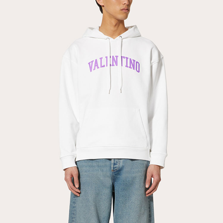Lookbook Valentino SS23 徽標印花純棉連帽衫 白色 - 2023 春季系列 2V3MF14B963YT4