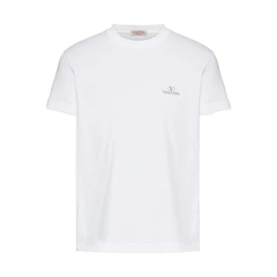 Valentino White Letter Print Crew Neck Short Sleeve T-Shirt 1V3MG11Z8MSA01