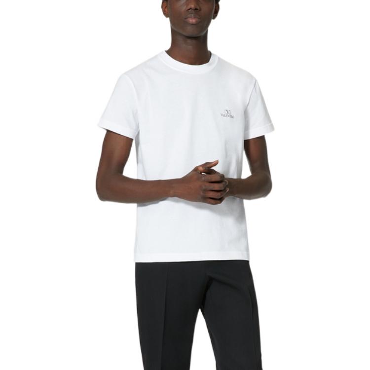 Lookbook 발렌티노 화이트 레터 프린트 크루넥 반팔 티셔츠 1V3MG11Z8MSA01