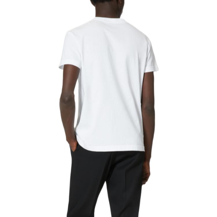 Shop 발렌티노 화이트 레터 프린트 크루넥 반팔 티셔츠 1V3MG11Z8MSA01