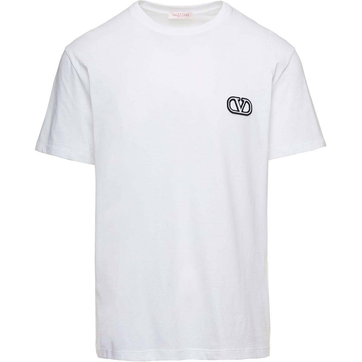 Valentino  White Logo Print Crewneck Short Sleeve T-Shirt 5V3MG10V9LJ0BO