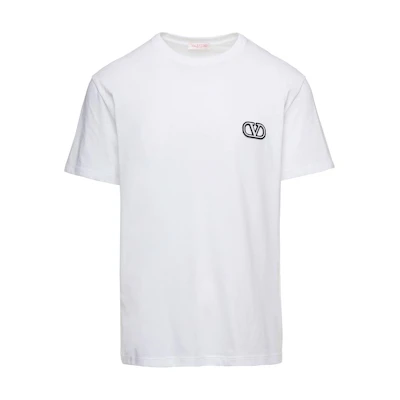 Valentino White Logo Print Crewneck Short Sleeve T-Shirt 5V3MG10V9LJ0BO