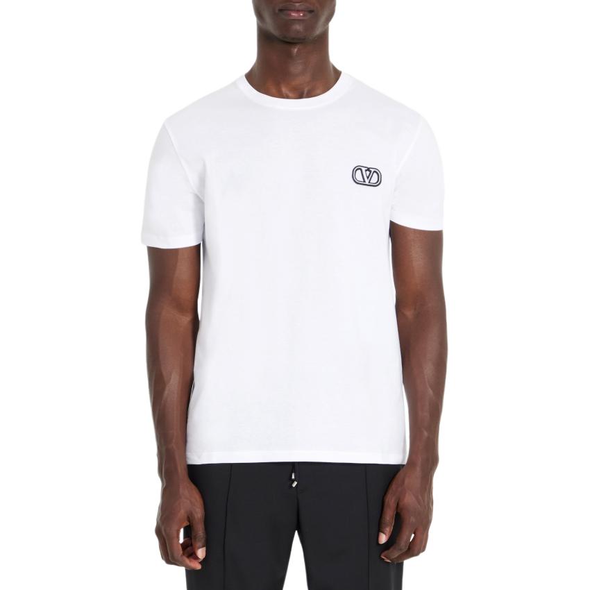 Order Valentino Kaos Pendek Putih Logo Print Crewneck 5V3MG10V9LJ0BO