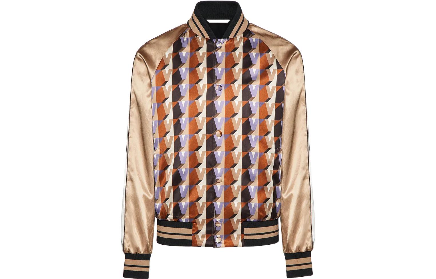 Valentino  Yellow Logo Print Baseball Collar Jacket FW22. 1V3CI0A08L77NC