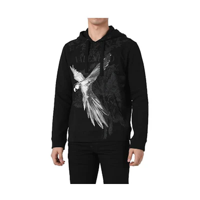 Valentino Animal Print Black Hoodie Long Sleeve UV3MF14D-6JH-PJ5