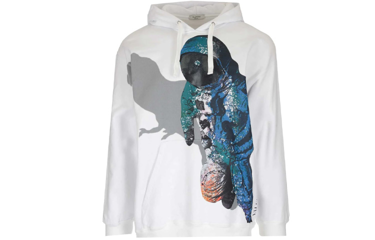 Valentino Astronaut Print Hoodie White Mens TV3MF09D60V0BO