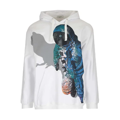 Valentino Astronaut Print Hoodie White Mens TV3MF09D60V0BO