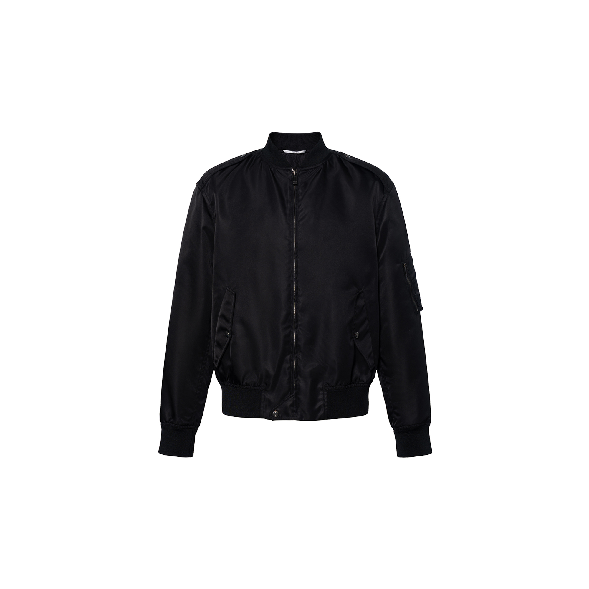 Valentino Black Bomber Jacket with Back Print and Stand Collar TV3CIF155WT-15Z
