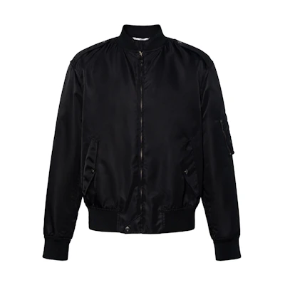 Valentino Black Bomber Jacket with Back Print and Stand Collar TV3CIF155WT-15Z