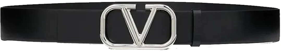 Order Valentino Black Calfskin Leather Belt with Buckle, 4cm Wide. WY2T0Q87SNP0NO