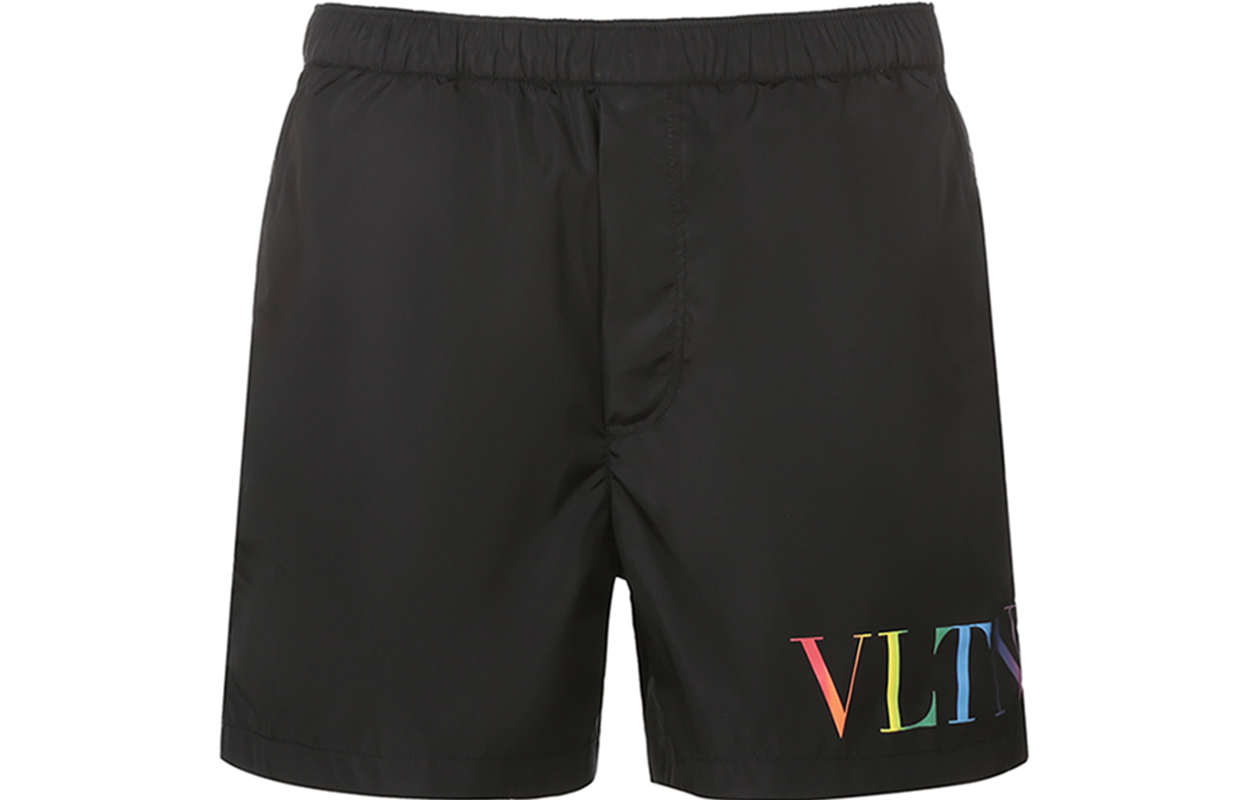 Valentino Black Casual Shorts with Solid Logo Print Design. VV3UH028DMA20T