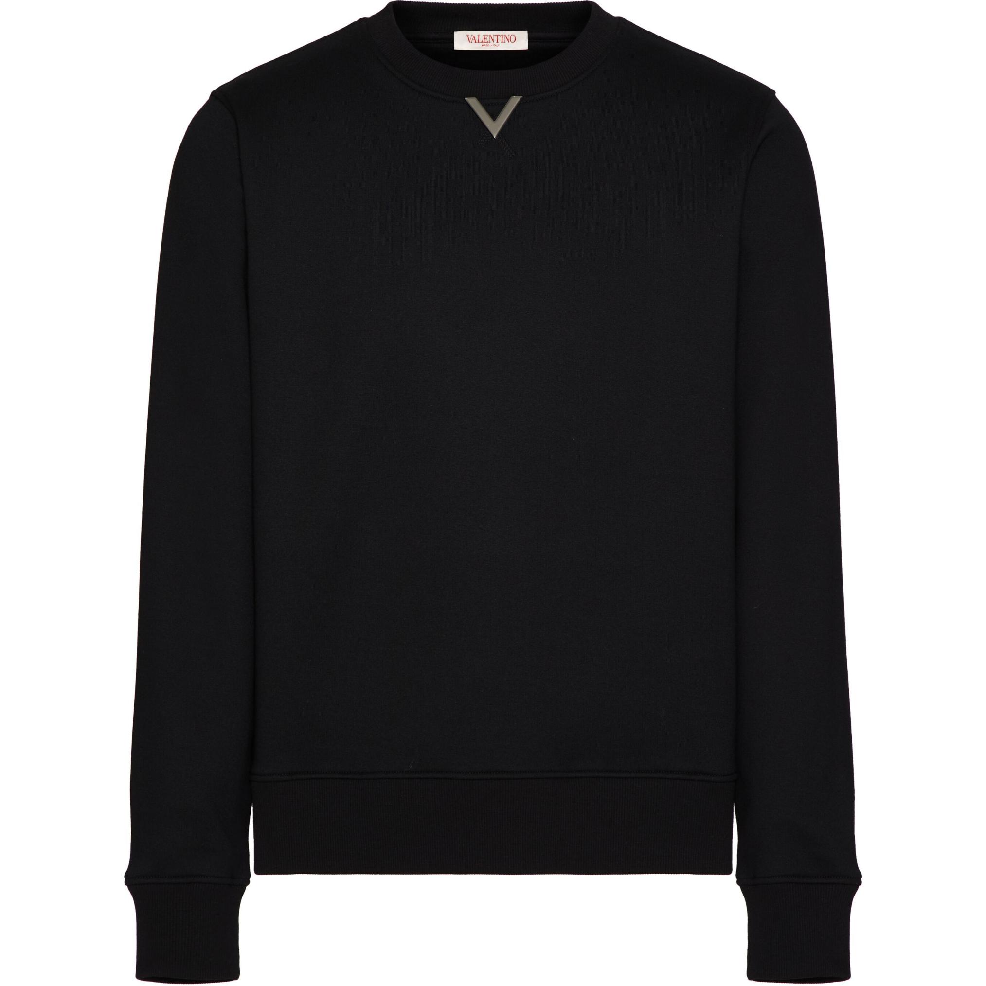 Order Valentino Baju Hitam Lengan Panjang dengan Logo Plaque. 5V3MF27PA89-0NO