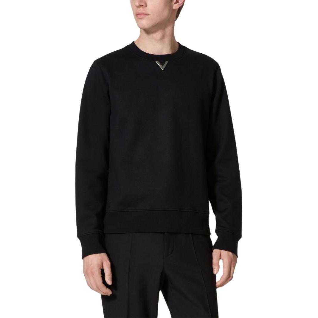 Lookbook Valentino Baju Hitam Lengan Panjang dengan Logo Plaque. 5V3MF27PA89-0NO