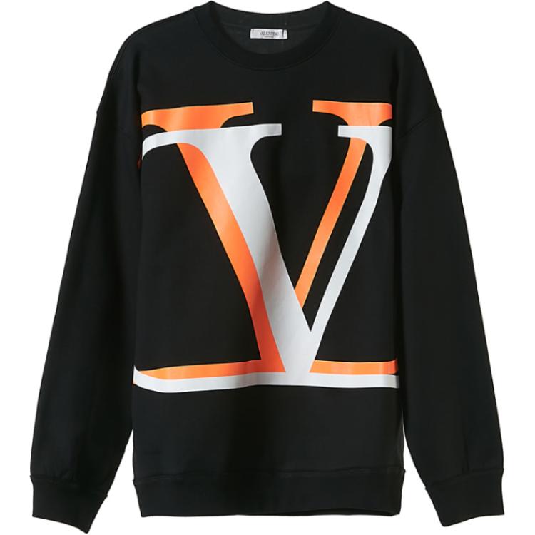 Valentino Black Crewneck Oversized Lettering Sweatshirt UV3MF15B6K6HX9