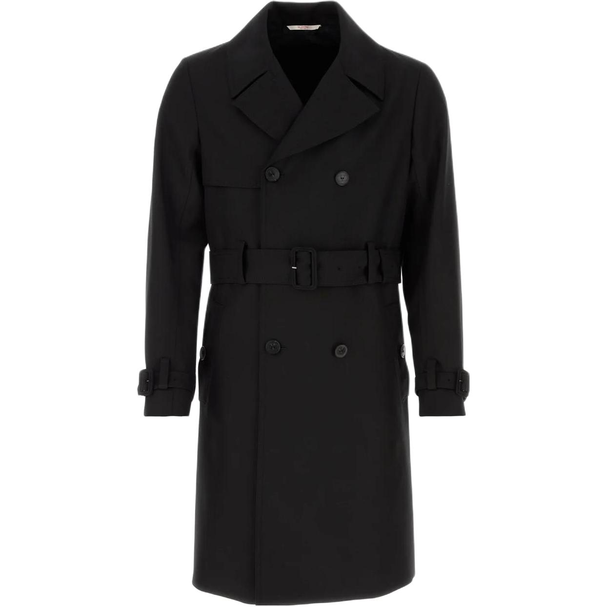 Valentino Black Double-Breasted Slim-Fit Long Sleeve Coat 3V3CH1749GH0NO