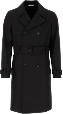 Valentino Black Double-Breasted Slim-Fit Long Sleeve Coat 3V3CH1749GH0NO Buy Valentino Black Double-Breasted Slim-Fit Long Sleeve Coat 3V3CH1749GH0NO