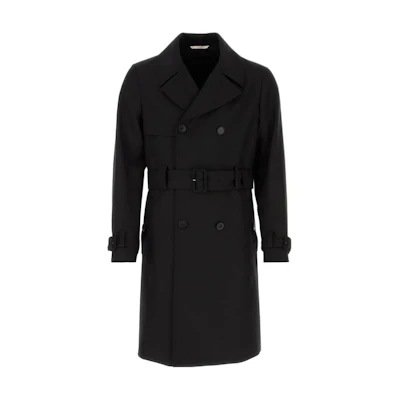 Valentino Black Double-Breasted Slim-Fit Long Sleeve Coat 3V3CH1749GH0NO