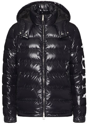 ヴァレンティノ ブラック ロゴプリント ダウンフーディー 冬用ジャケット UV0CNA316SM0NI Buy ヴァレンティノ ブラック ロゴプリント ダウンフーディー 冬用ジャケット UV0CNA316SM0NI