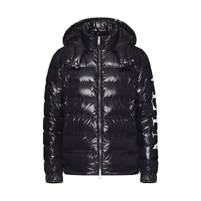 Valentino Black Down Logo Print Hoodie Winter Jacket UV0CNA316SM0NI