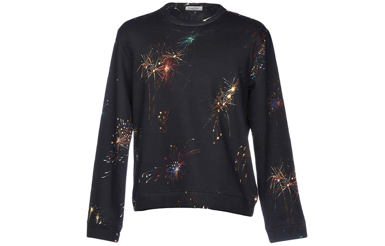 Valentino Black Fireworks Graphic Crewneck Sweatshirt NV3MF07E4G0ZA1