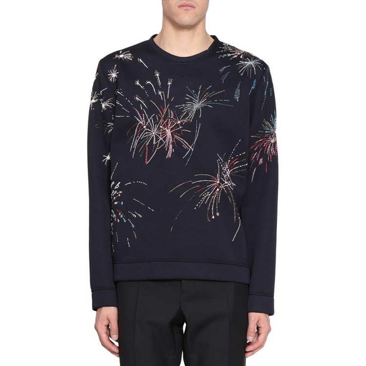 Lookbook Valentino 黑色烟火印花圆领卫衣 NV3MF07E4G0ZA1