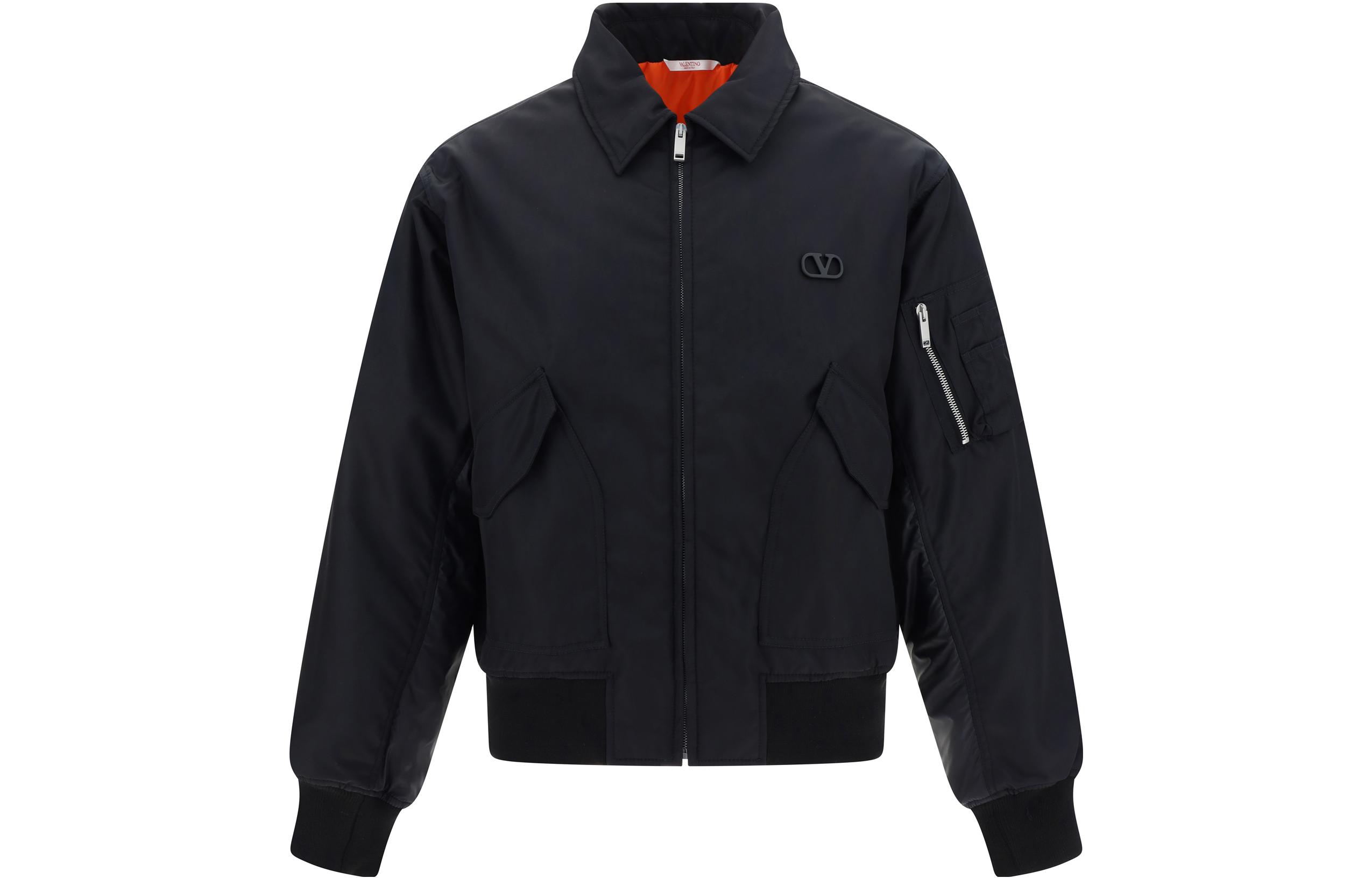 Valentino Black Fitted Long-Sleeve Logo Jacket 3V3CIM979F70NA