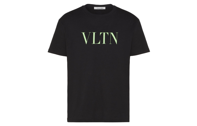Valentino Black Fluorescent Green Graphic Cotton Crewneck T-Shirt UV3MG10V3LEIN4